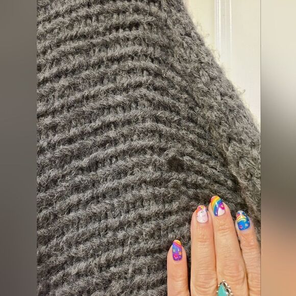 RAQUEL ALLEGRA Baby Alpaca Open Front Sweater Dark Gray, Bohemian Fringe | 3 XL - Picture 14 of 16